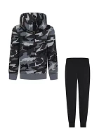 Boys 4-7 Camo Printed Fleece Hoodie and Joggers Set