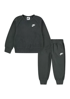 Boys 4-7 Cozy Cable Knit Jacquard Sweater and Joggers Set