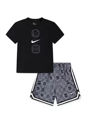 Boys 4-7 Jersey Palm Graphic T-Shirt and Printed Mesh Shorts Set