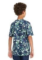 Short Sleeve Pebble Print Camo T-Shirt