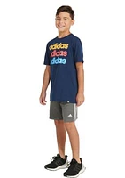 Boys 8-20 Short Sleeve Linear Stack Graphic T-Shirt