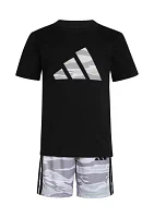 Boys 4-7 Two-Piece Short Sleeve Cotton T-Shirt & Elastic Waistband Printed Shorts Set