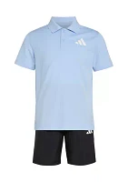 Boys 4-7 Two Piece Short Sleeve Polo Shirt & Elastic Waistband Shorts Set