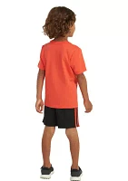 Boys 4-7 2-Piece Graphic Cotton Tee & 3-Stripe Short Set