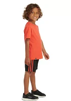 Boys 4-7 2-Piece Graphic Cotton Tee & 3-Stripe Short Set