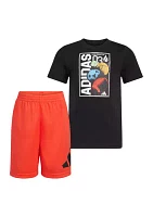 Boys 4-7 2 Piece Essential Cotton Graphic T-Shirt and Shorts Set