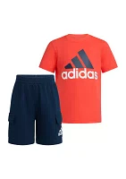 Boys 4-7 Short Sleeve French Terry T-Shirt and Cargo Shorts Set