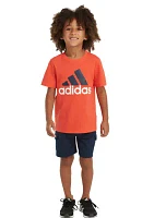 Boys 4-7 Short Sleeve French Terry T-Shirt and Cargo Shorts Set