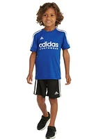 Boys 4-7 Short Sleeve 3 Stripes Soccer T-Shirt and Shorts Set