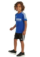 Boys 4-7 Short Sleeve 3 Stripes Soccer T-Shirt and Shorts Set