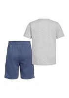 Boys 4-7 Cotton Graphic T-Shirt and 3 Color Stripe Shorts Set