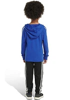 Boys 4-7 Two Piece Three Stripe Hooded T-Shirt and Pants Set