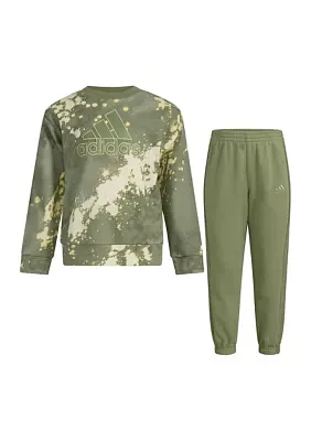 Boys 8-20 2 Piece Printed Crew Neck Pullover and Joggers Set