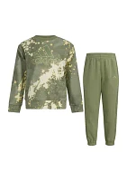 Boys 8-20 2 Piece Printed Crew Neck Pullover and Joggers Set