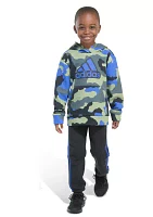 Boys 4-7 Two Piece Printed Fleece Hooded Pullover & Joggers Set