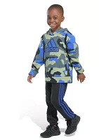 Boys 4-7 Two Piece Printed Fleece Hooded Pullover & Joggers Set