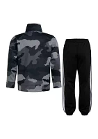 Boys 4-7 2 Piece Camo Printed 3 Stripe Tricot Jacket Set