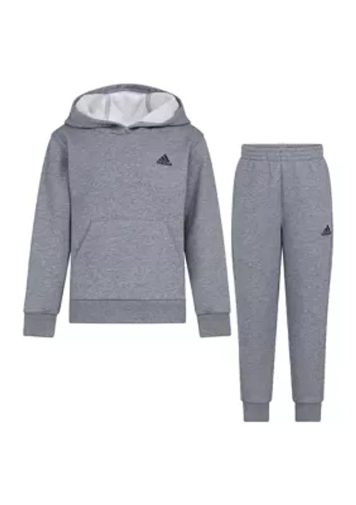 Boys 4-7 Two Piece Minimal Logo Heather Fleece Pullover Set