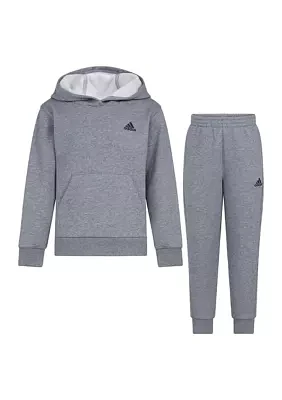 Boys 4-7 Two Piece Minimal Logo Heather Fleece Pullover Set