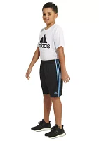 Boys 8-20 Elastic Waist 3-Stripe Mesh Shorts