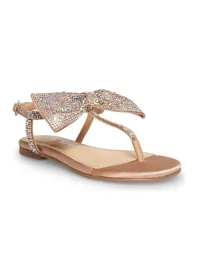 Big Kid Girls Sasha Rhinestone Bow T-Sandals