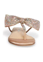 Big Kid Girls Sasha Rhinestone Bow T-Sandals