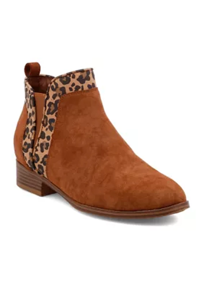 Youth Girls Leopard Print Trim Booties