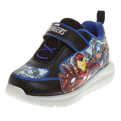 Marvel Avengers, Iron Man, Captain America Boys' Light Up Sneakers. (Toddler/Little Kids)