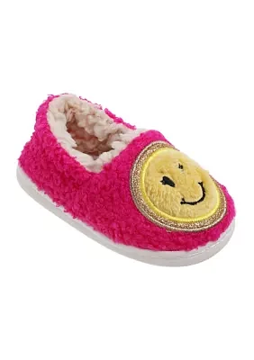 Toddler Girls Smiley Face Slippers