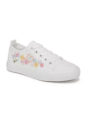 Big Kid Girls Embroidered Floral Sneakers