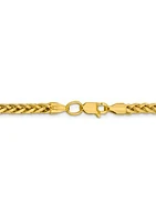 Men's 14K Yellow Gold Millimeter Semi Solid Diamond Cut Wheat Chain Necklace