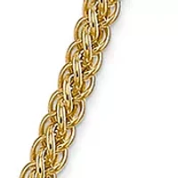 Mens 14K Yellow Gold 2.60mm Semi Solid 3-Wire Wheat Chain Necklace