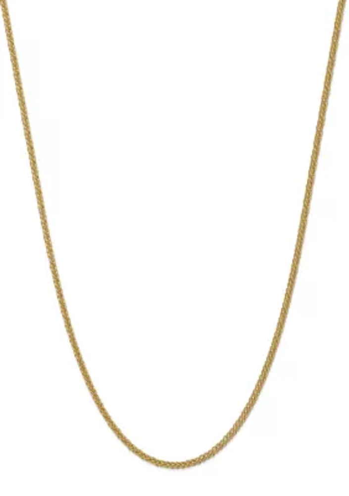 Mens 14K Yellow Gold 2.60mm Semi Solid 3-Wire Wheat Chain Necklace