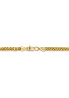 Mens 14K Yellow Gold 2.60mm Semi Solid 3-Wire Wheat Chain Necklace