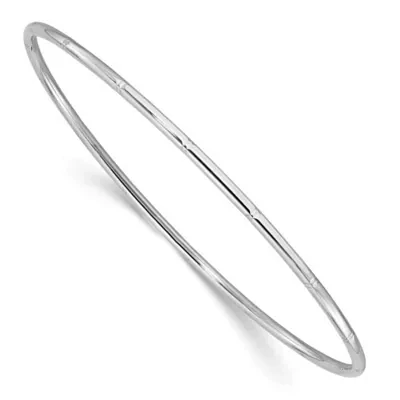 14K 2mm Diamond-cut Polished Slip On Bangle