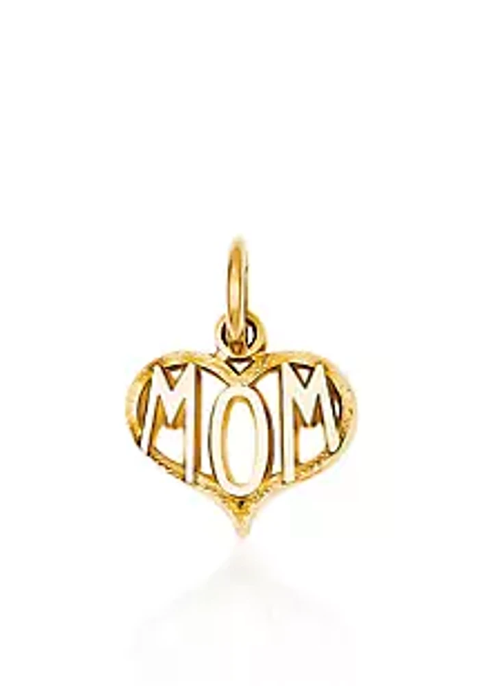 Belk & Co. 14k Yellow Gold "Mom" Heart Charm