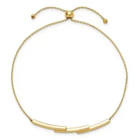 14K Yellow Gold Polished Bar Adjustable Bracelet