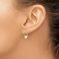 14K Yellow Gold 5-6mm White Semi-round Freshwater Cultured Pearl Endless Hoop Earrings