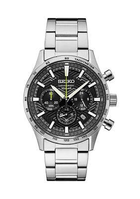 Essentials Stainless Steel Black Dial Watch