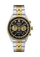 Men's Essentials Quartz Chronograph Black Dial Two Tone Case and Bracelet Watch