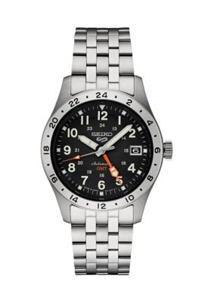 Seiko 5 Sports Stainless Steel Automatic Black Dial Watch