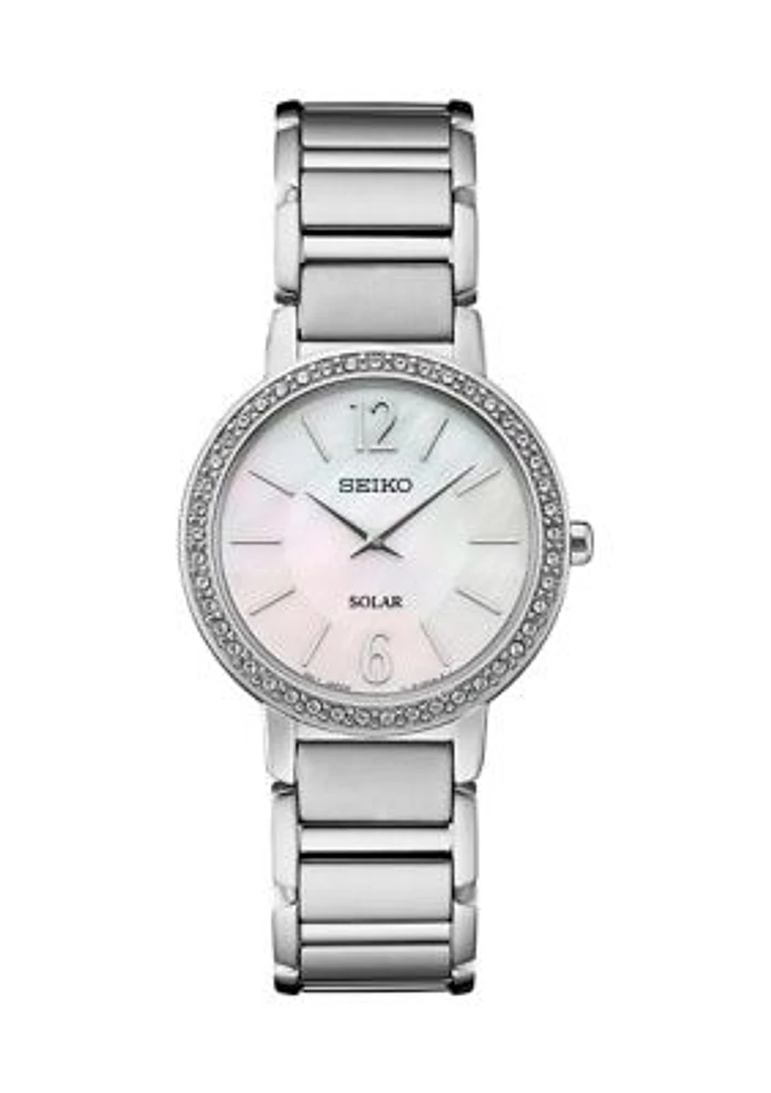  Essentials Solar Crystal Bezel Stainless Steel Watch