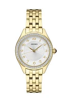 	  Women's Crystals Yellow Gold Tone Stainless Steel Quartz Watch 