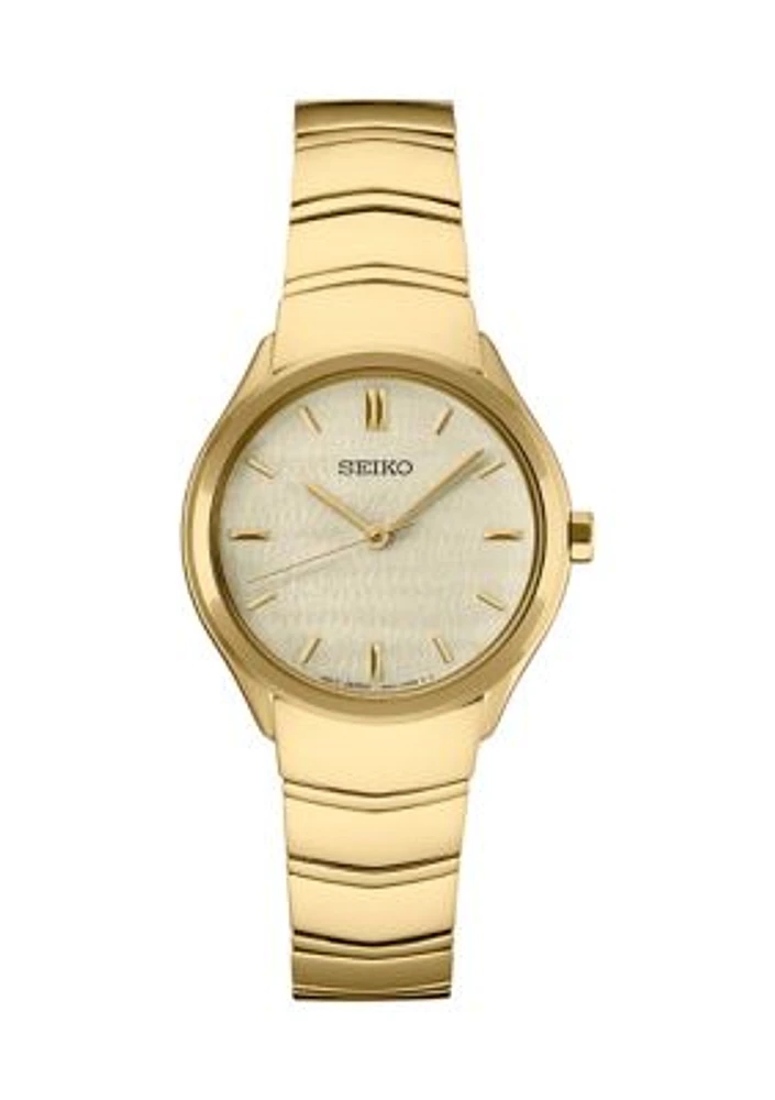 Women's Essentials Quartz Yellow Tone Case and Bracelet Watch