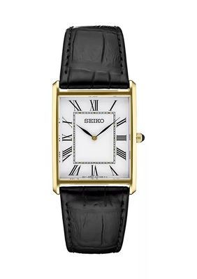 28 Millimeter Quartz Gold Tone Leather Band Watch