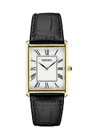 28 Millimeter Quartz Gold Tone Leather Band Watch