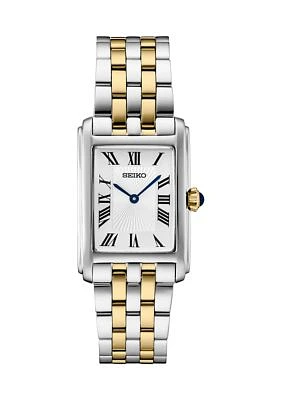 Women's Essentials Quartz Rectangular Case Stainless Steel Case and Bracelet Watch 