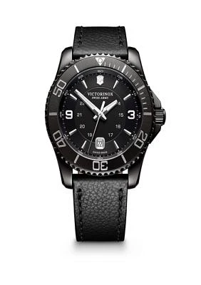 Men's Maverick Black Leather Watch