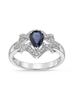 3/4 ct. t.w. Sapphire and 1/4 Diamond Ring 10K White Gold