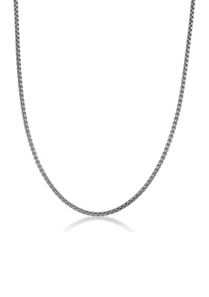 Stainless Steel 3.5 Millimeter Round Box Chain Necklace with Black Ion Plating, 18 Inch